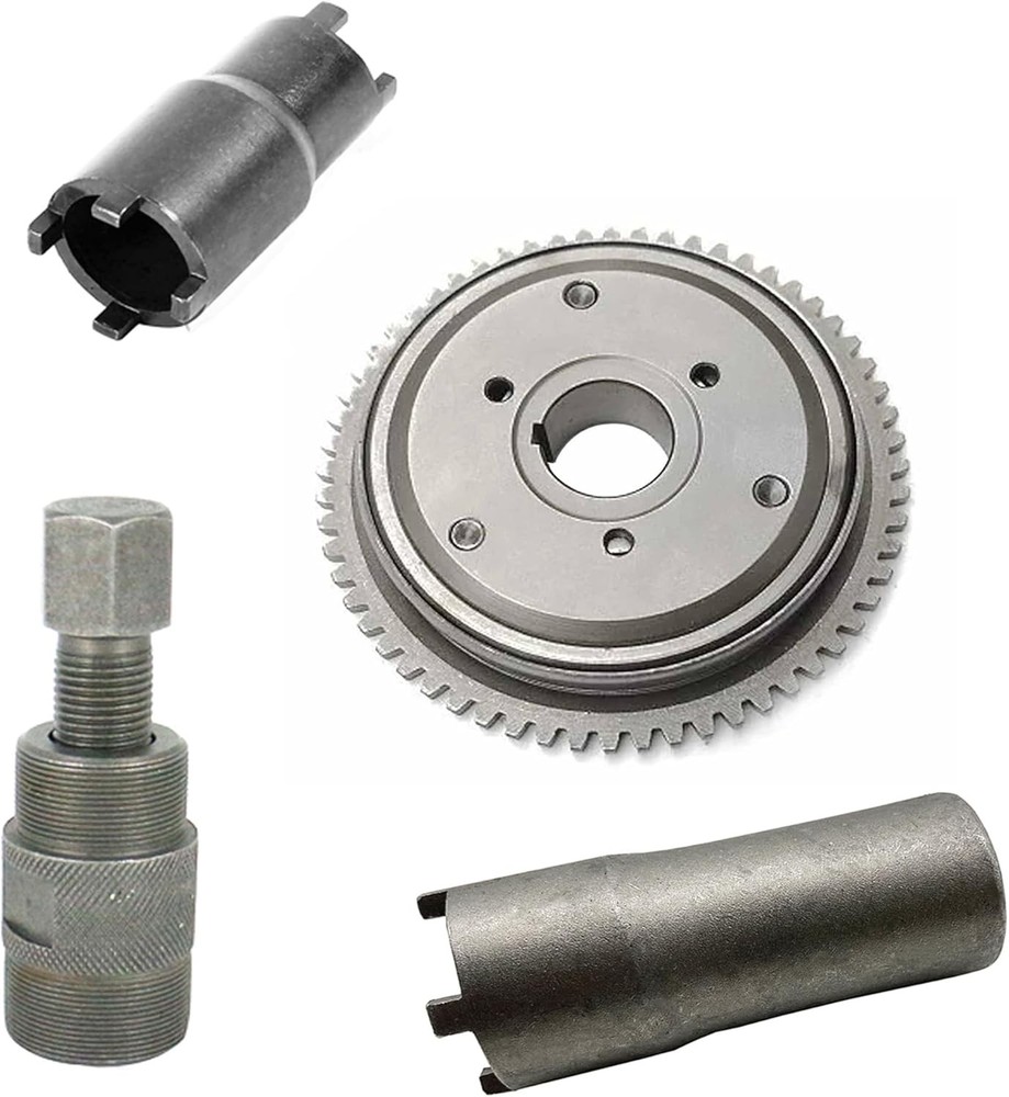 4PCS Starter Clutch Kit Flywheel Puller & Nut + Clutch Lock Spanner Tool for