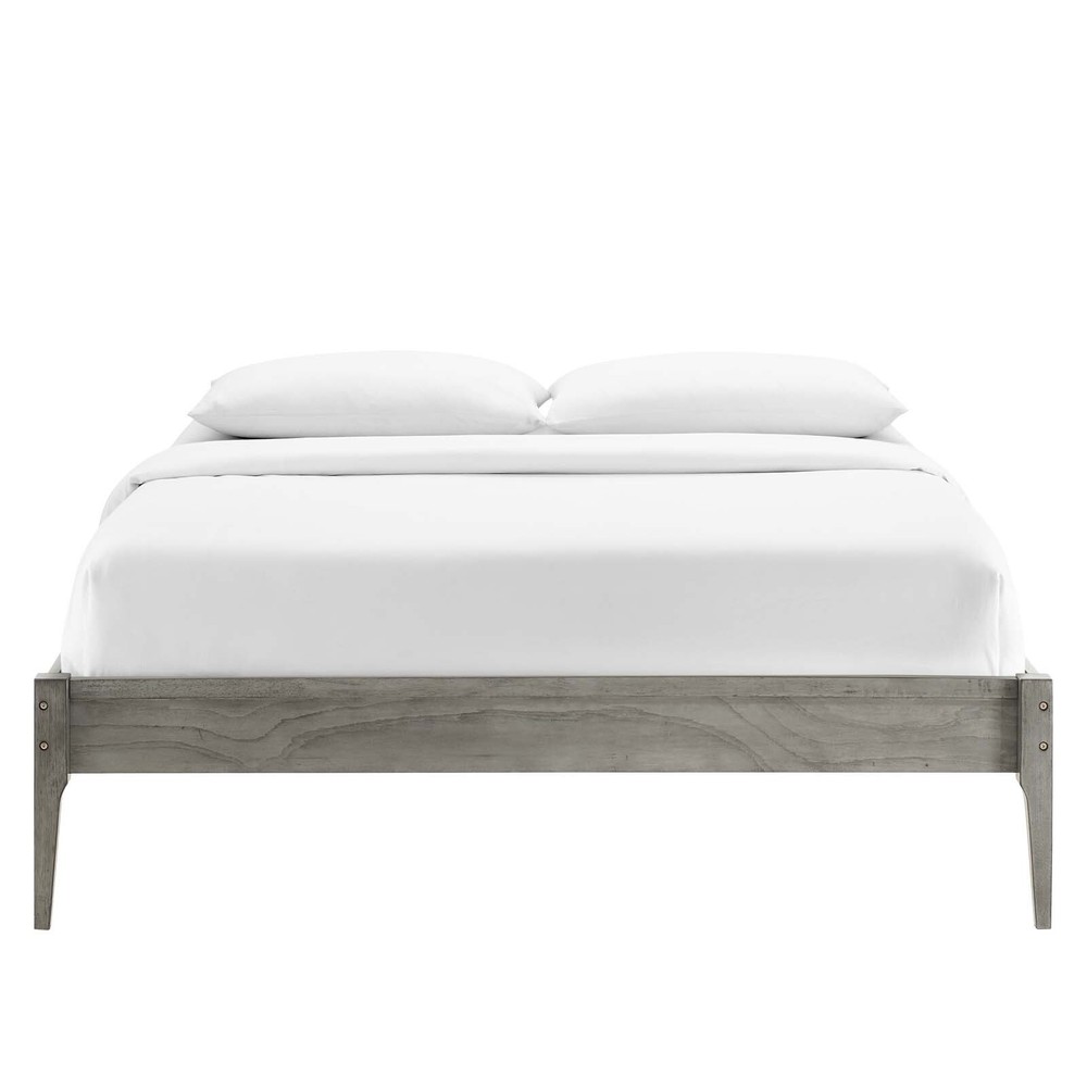 Modway June Wood Twin Platform Bed Frame in Gray