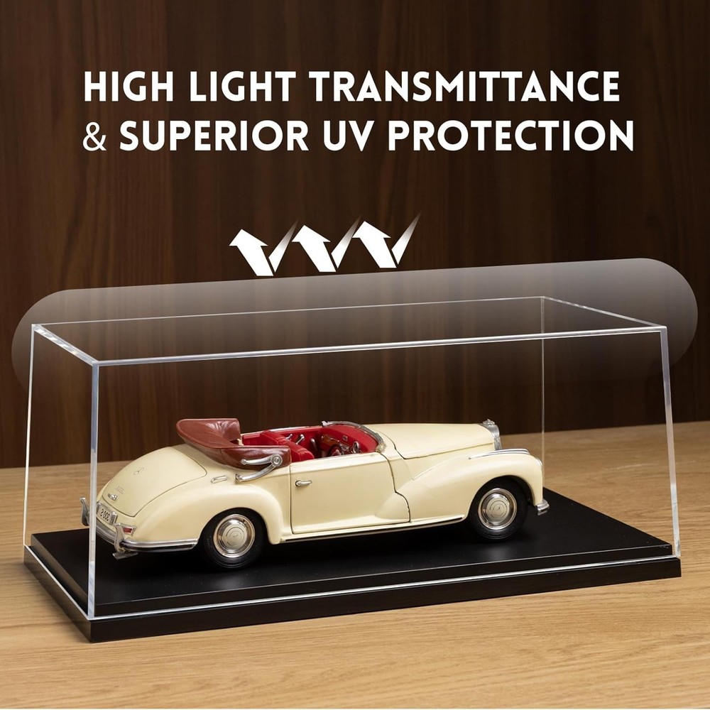 1:18 No Assembly Diecast Display Case with Plastic Base - Acrylic Model Car D...