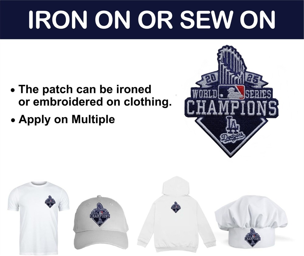 LA Dodgers 2025 World Series Champion Iron On Patch-Sew Patch-Embroidered Patch