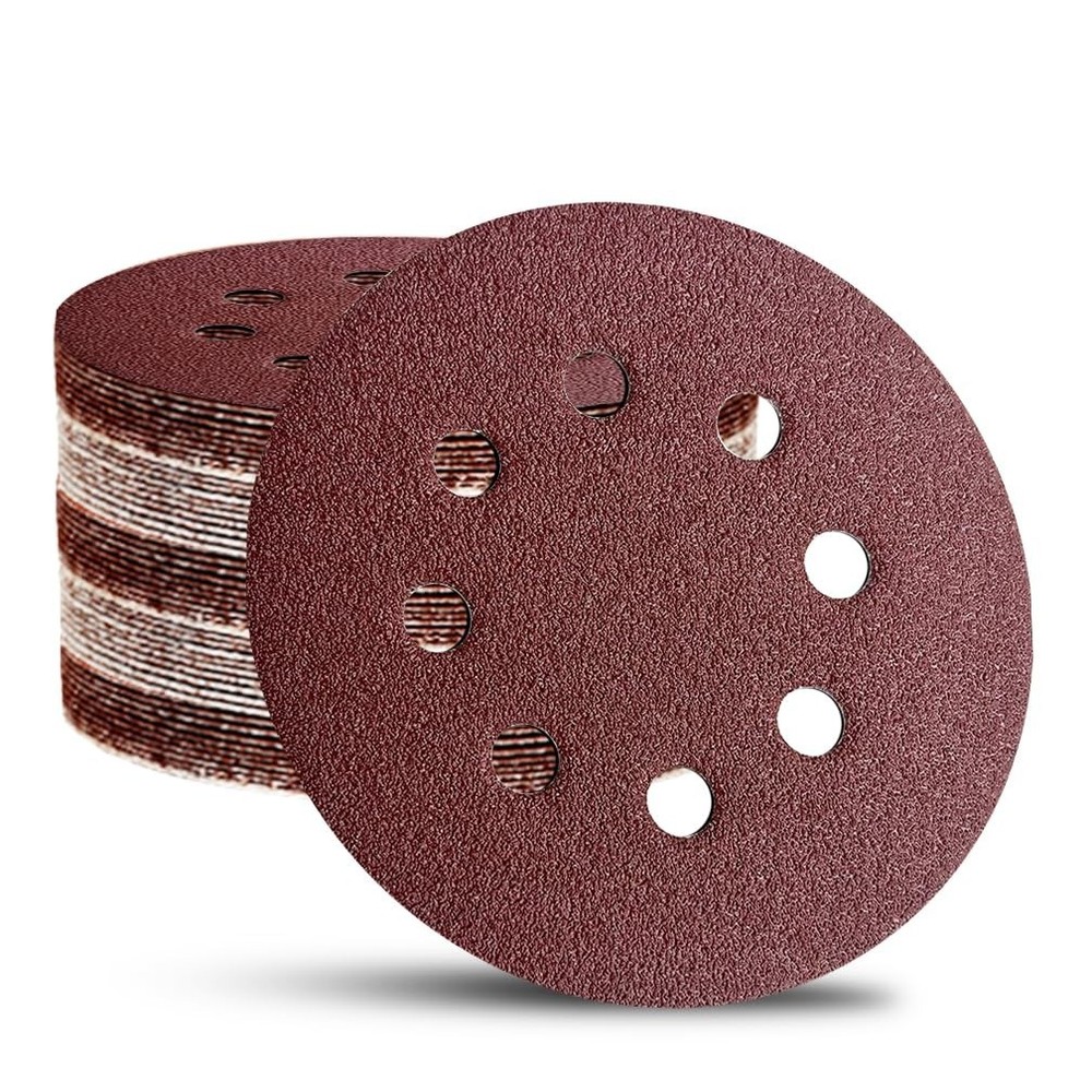 5" Sanding Discs 52 Pack 8 Hole Hook Loop Mixed Grit 60 80 120 320