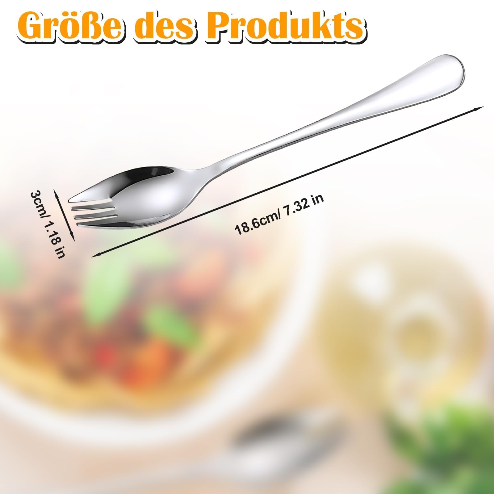 Metal Spork Reusable Sporks,4-Pack Food-Grade Stainless Steel Sporks, 7.28 Inche