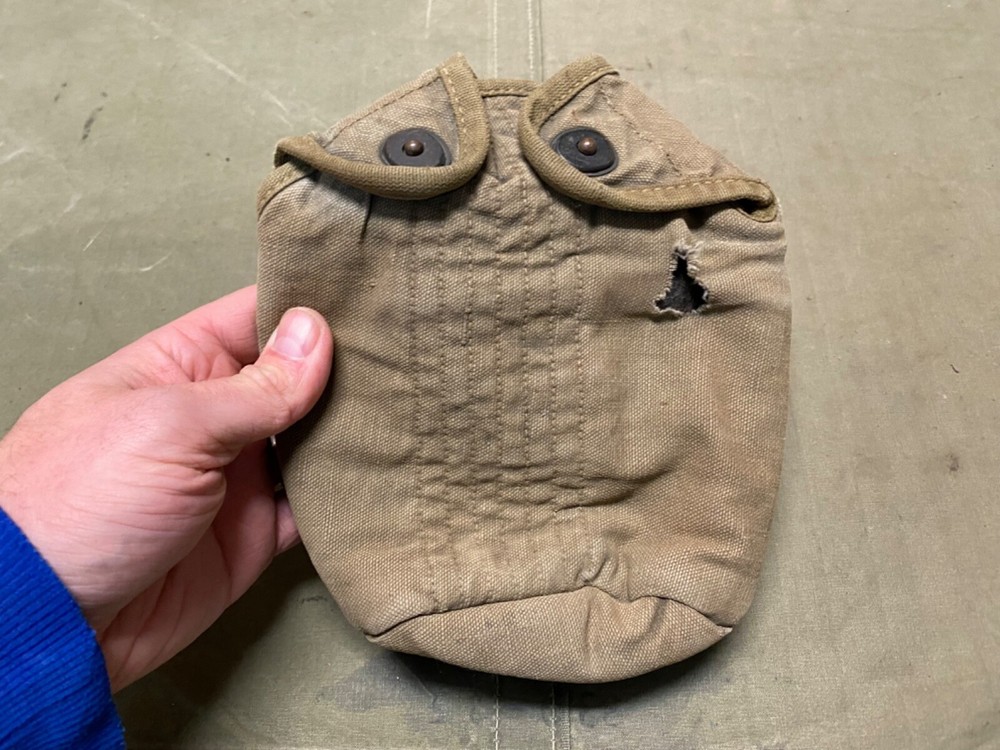 ORIGINAL WWII US ARMY INFANTRY M1942 CANTEEN COVER-OD#3,