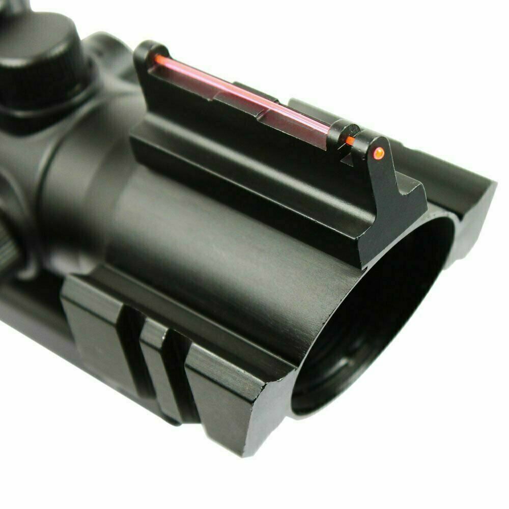 Tri-illuminated 4X32 RGB Prismatic BDC Recticle Rifle Scope &Fiber Optic Sight