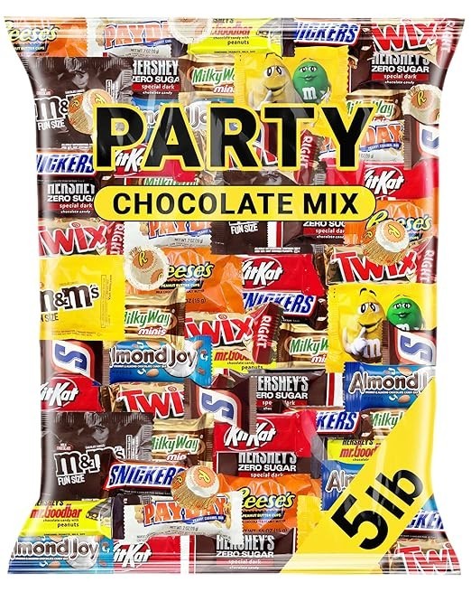 Chocolate Candy Variety Pack, 5 lb Bulk Assorted Mini Bars, Individually Wrapped