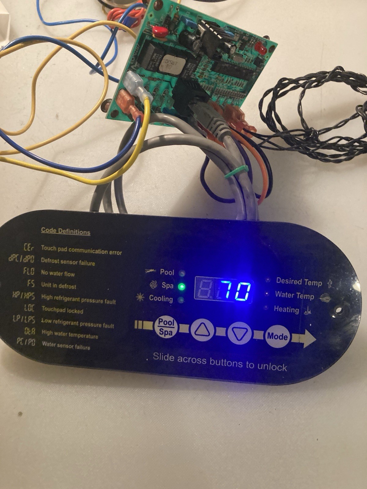 AquaCal  / Sunblazer  ECS0276 Display Control Panel Heat Pump, Used HP7