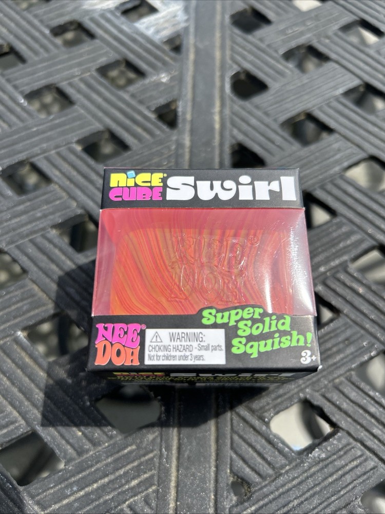 ORANGE Schylling NeeDoh Nice Cube Swirl. Super Solid Squish AUTHENTIC