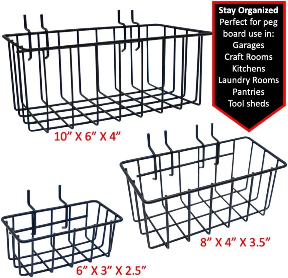 Heavy Duty Peg Board Hook Baskets for Pegboard Holes Wire