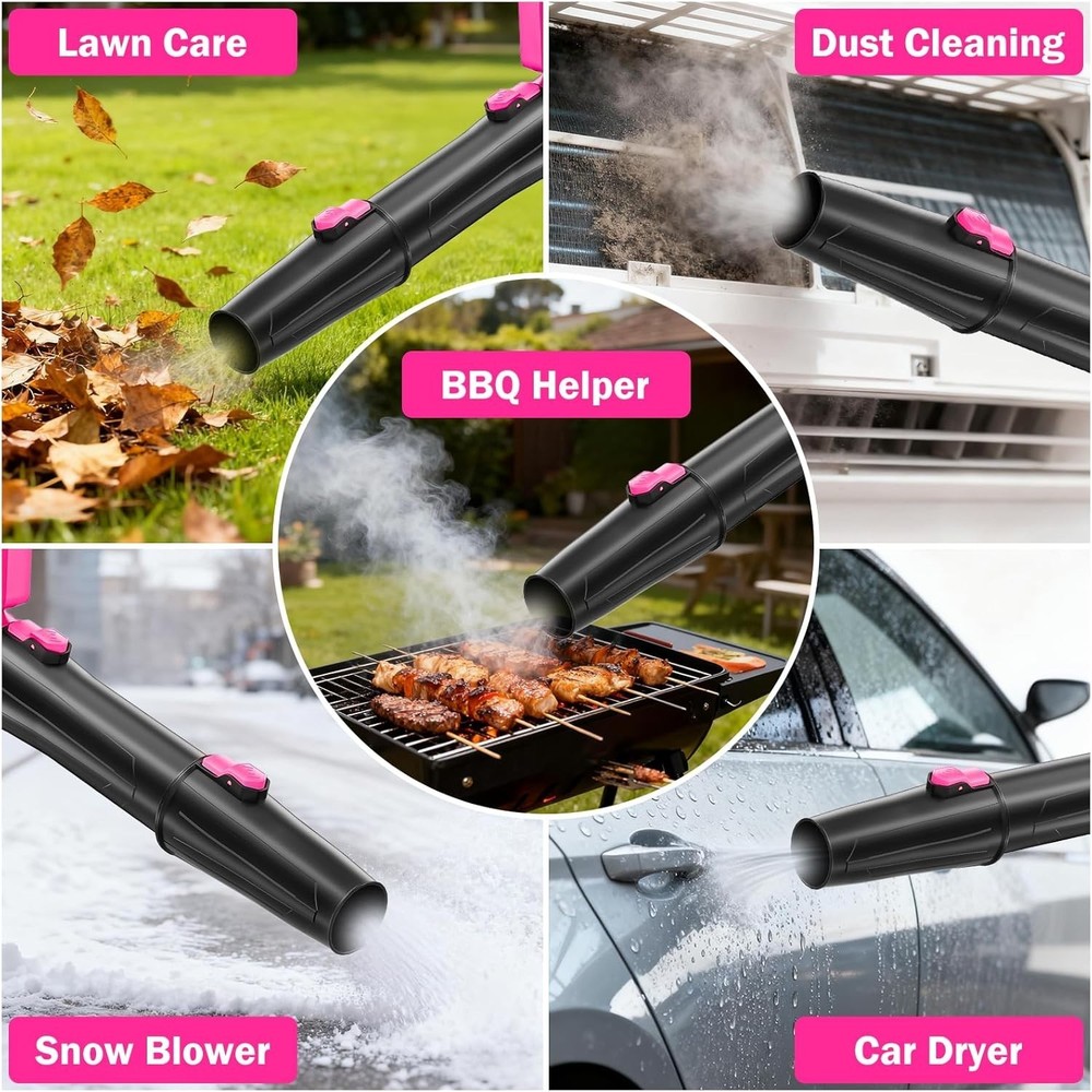 Multi-Surface 21V Pink Leaf Blower: Handheld, Stylish, Perfect Valentine's Gift!