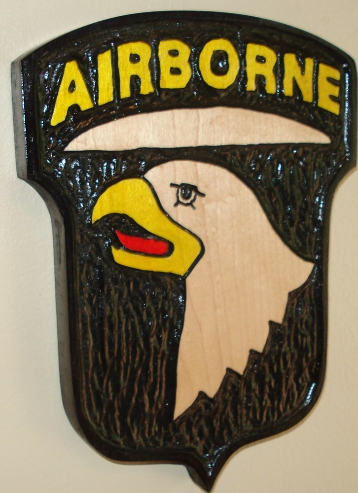 101st Airborne Division Patch,Wood Carving, Screaming Eagles