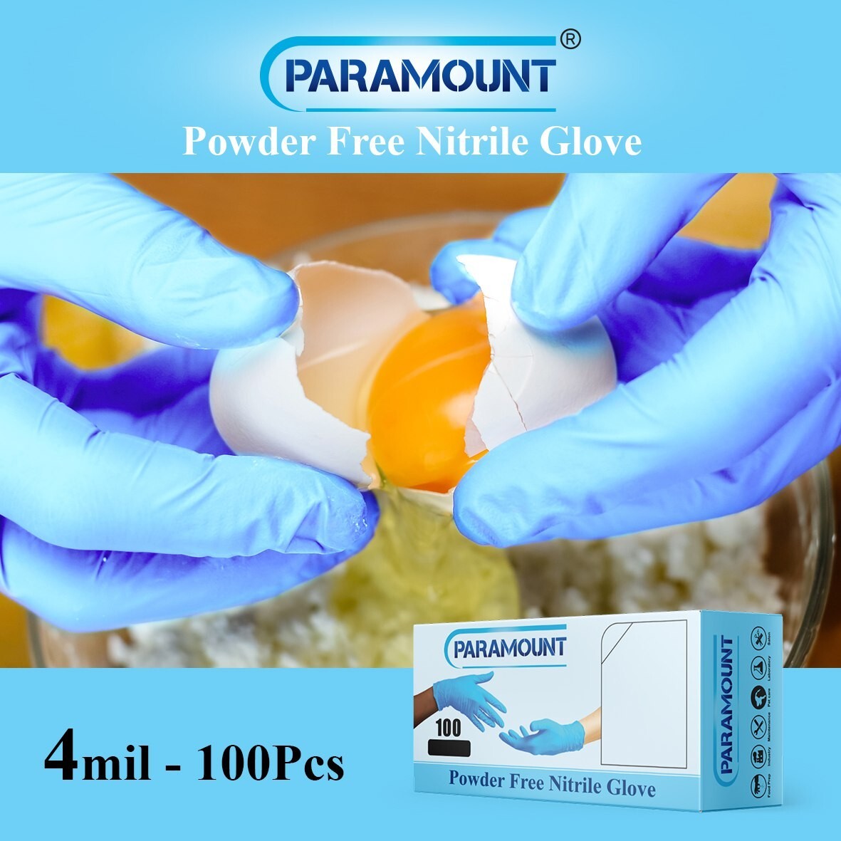 1000 PCS Blue Nitrile Disposable Exam/Medical Gloves 4 Mil, Latex & Powder Free