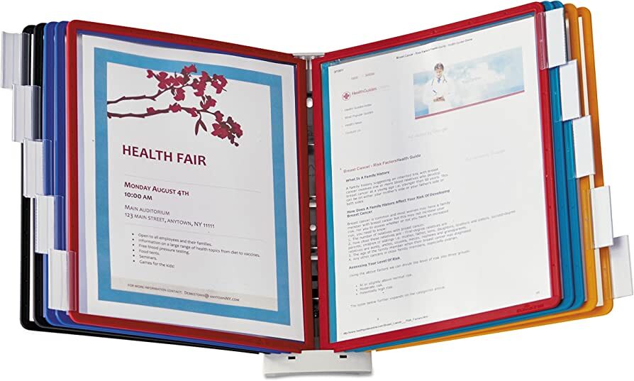 DURABLE SHERPA 10-Panel Wall Display System, Assorted Color Borders (554100 )