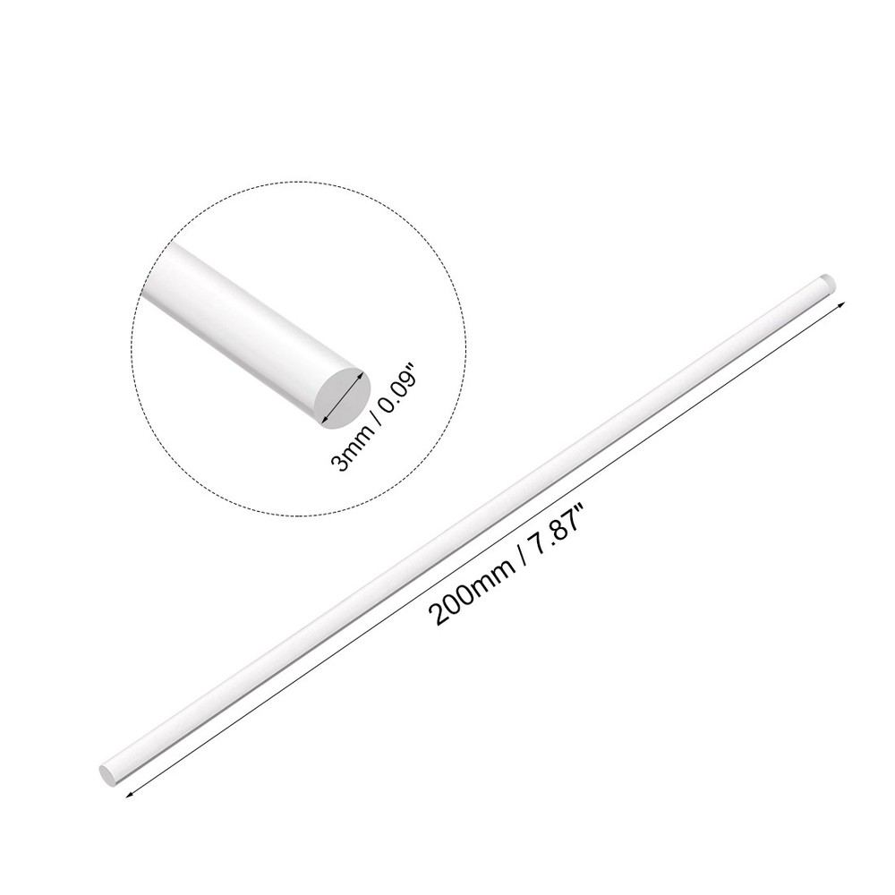 3mmx200mm Transparent Clear Solid Acrylic Round Rod PMMA Bar 4pcs