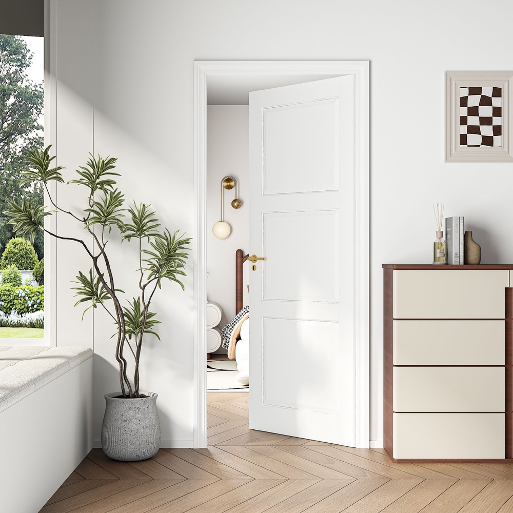 28''x80''3-Panel Solid Core Prehung Interior Door -Pantry/French No Hardware Kit
