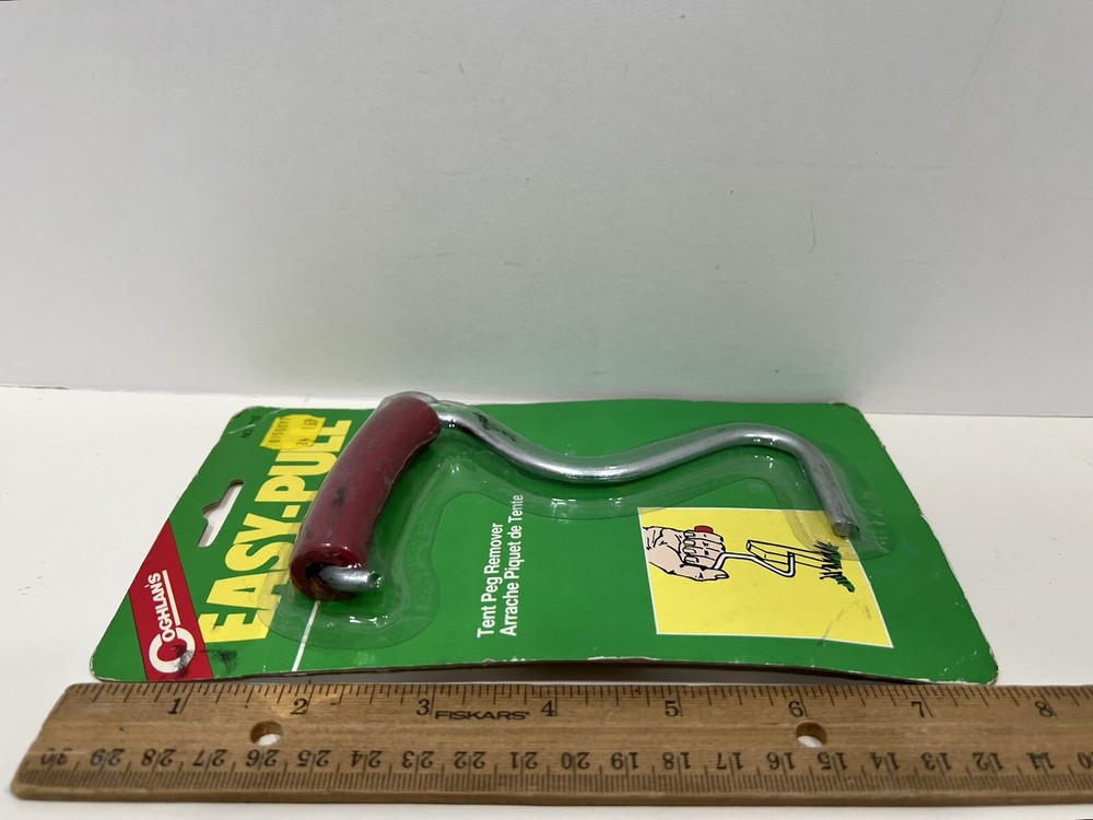 Vintage 1988 Solid Metal Tent Peg Puller Tool w/ Handle Chrome Camping, NOS