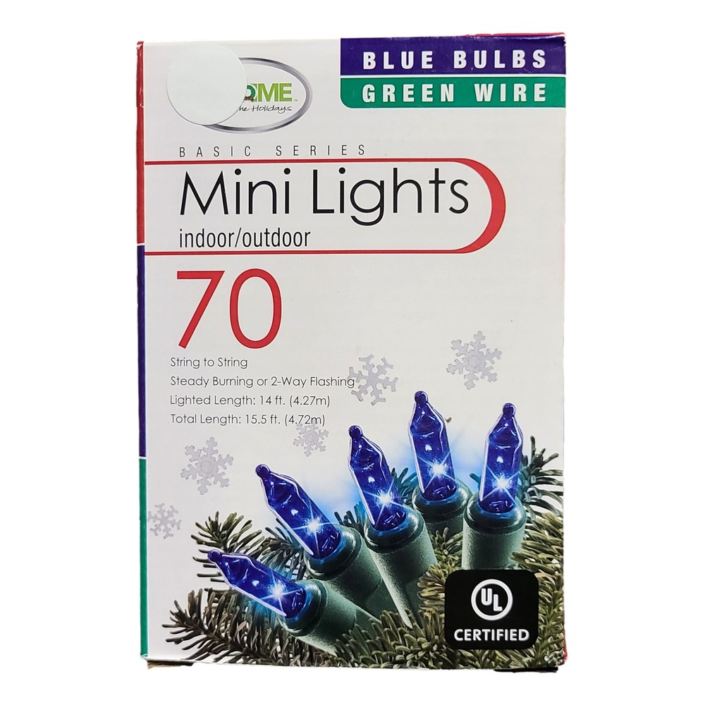 Home For The Holiday 2 Pack 70 Count Mini String Lights Blue Bulb White Wire