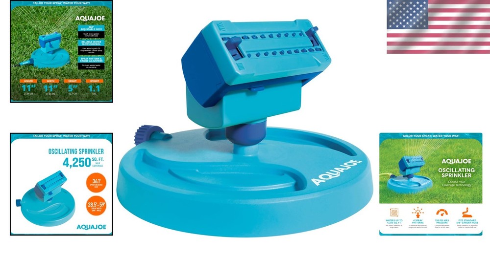 AJ-OSPR20 Mini Oscillating Sprinkler: 4,250 sq. ft. Coverage & Adjustable Design