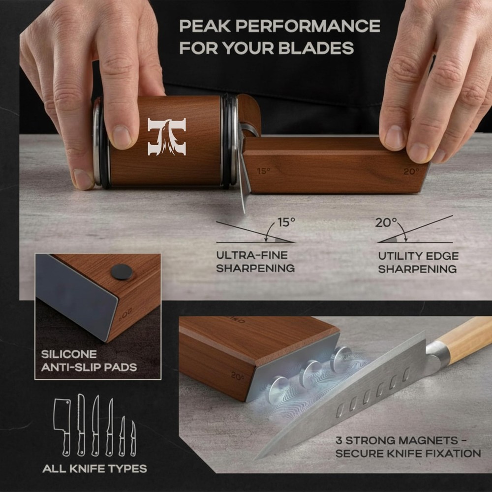 High Carbon Stainless Steel Rolling Knife Sharpener Kit – 400, 1000 & 3000 Gr...