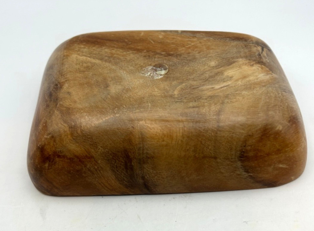 Rustic Hand Carved Wooden Bowl Solid Wood Rectangular Decor 9x6