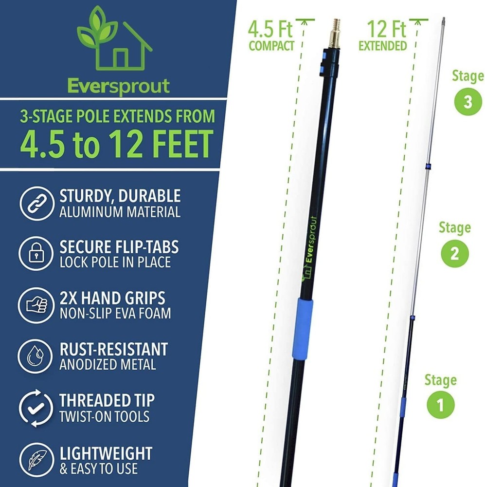 Effortless 3-Stage Cobweb Duster with Telescoping Pole – Hand-Packaged Quality
