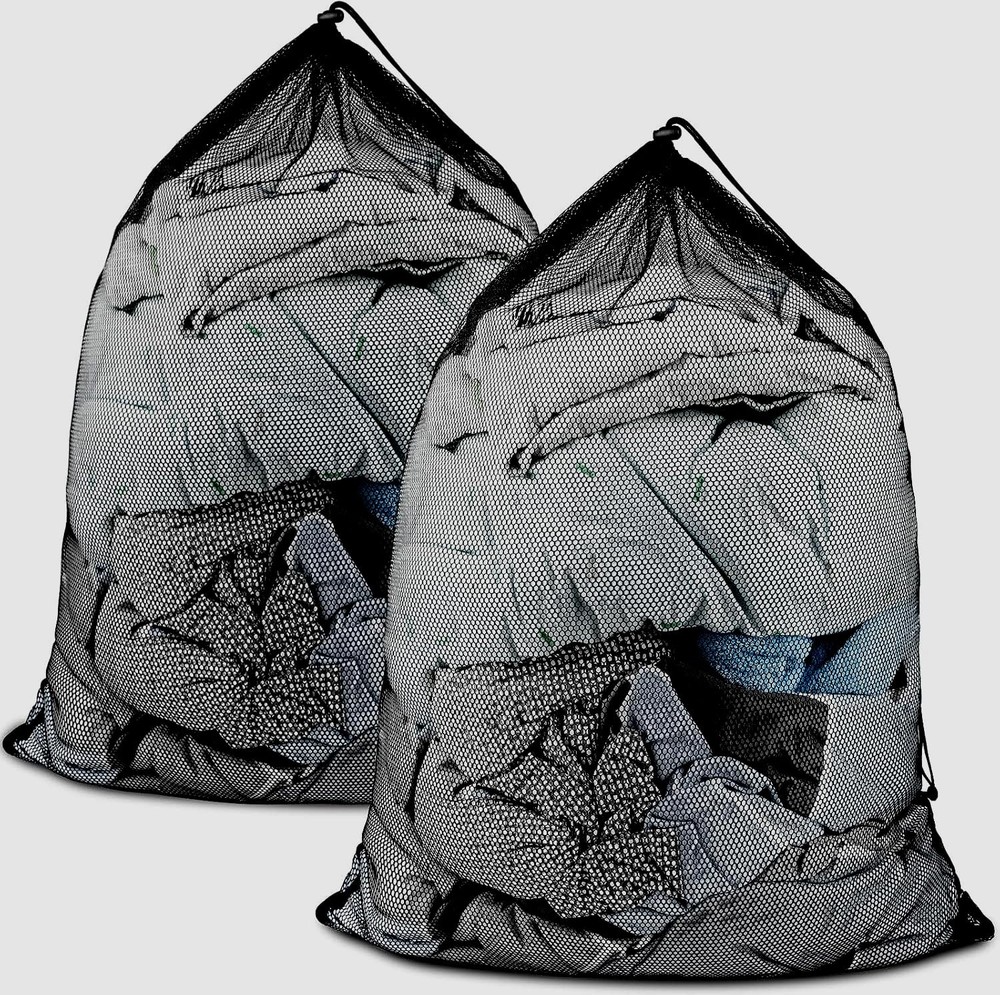 2 Pack Mesh Laundry Bags Washable Laundry Mesh Net Bags with Drawstring