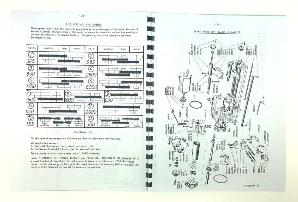 Operating Instructions for the EMCO-UNIMAT Model SL small machine tool.