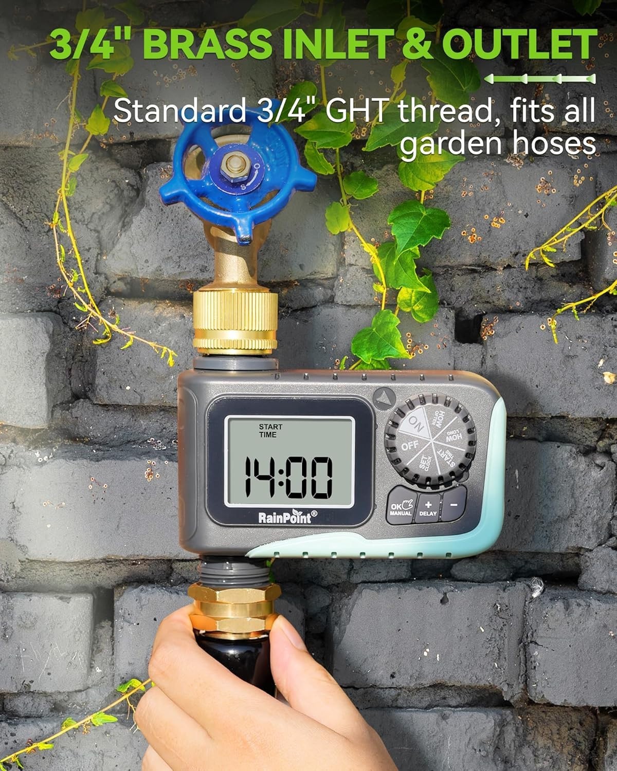 Customizable Water Timer with Brass Inlet for Lawns & Gardens – Digital Design