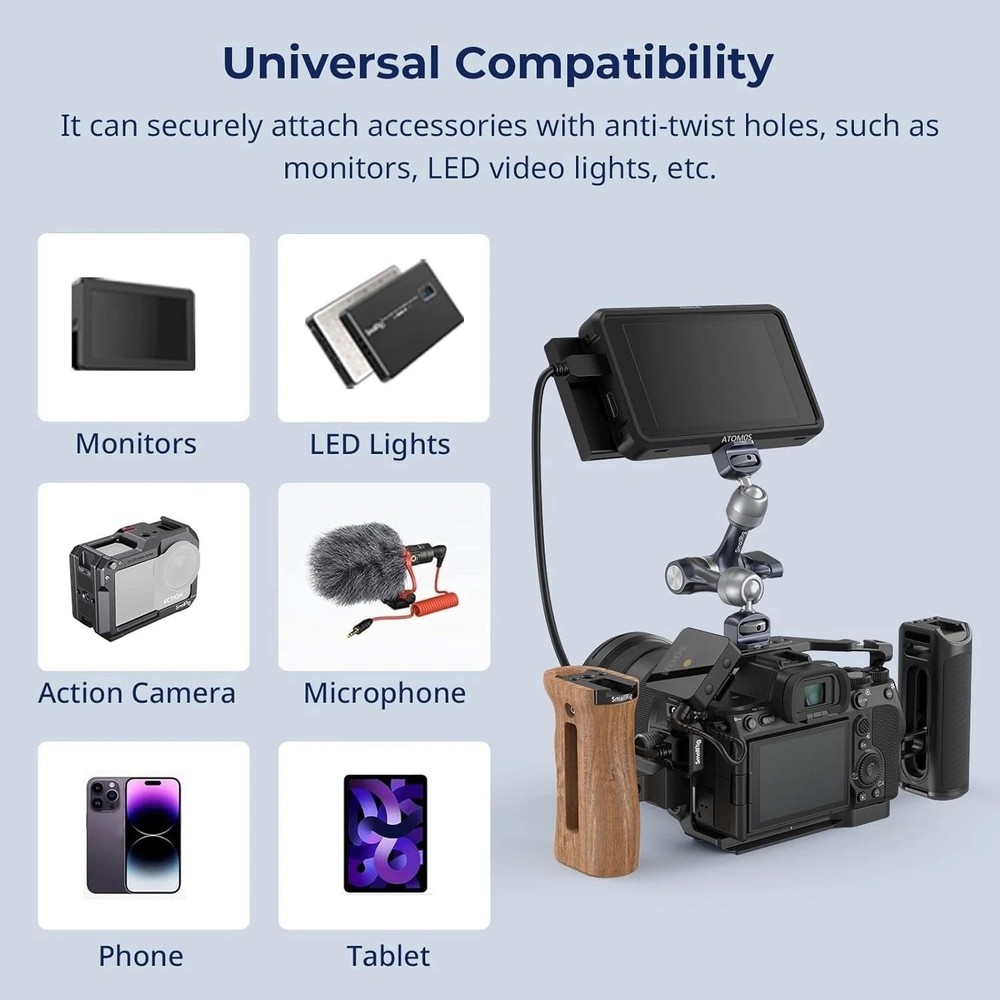 Compact 7" Rosette Articulating Arm for Cameras and Monitors with Stability