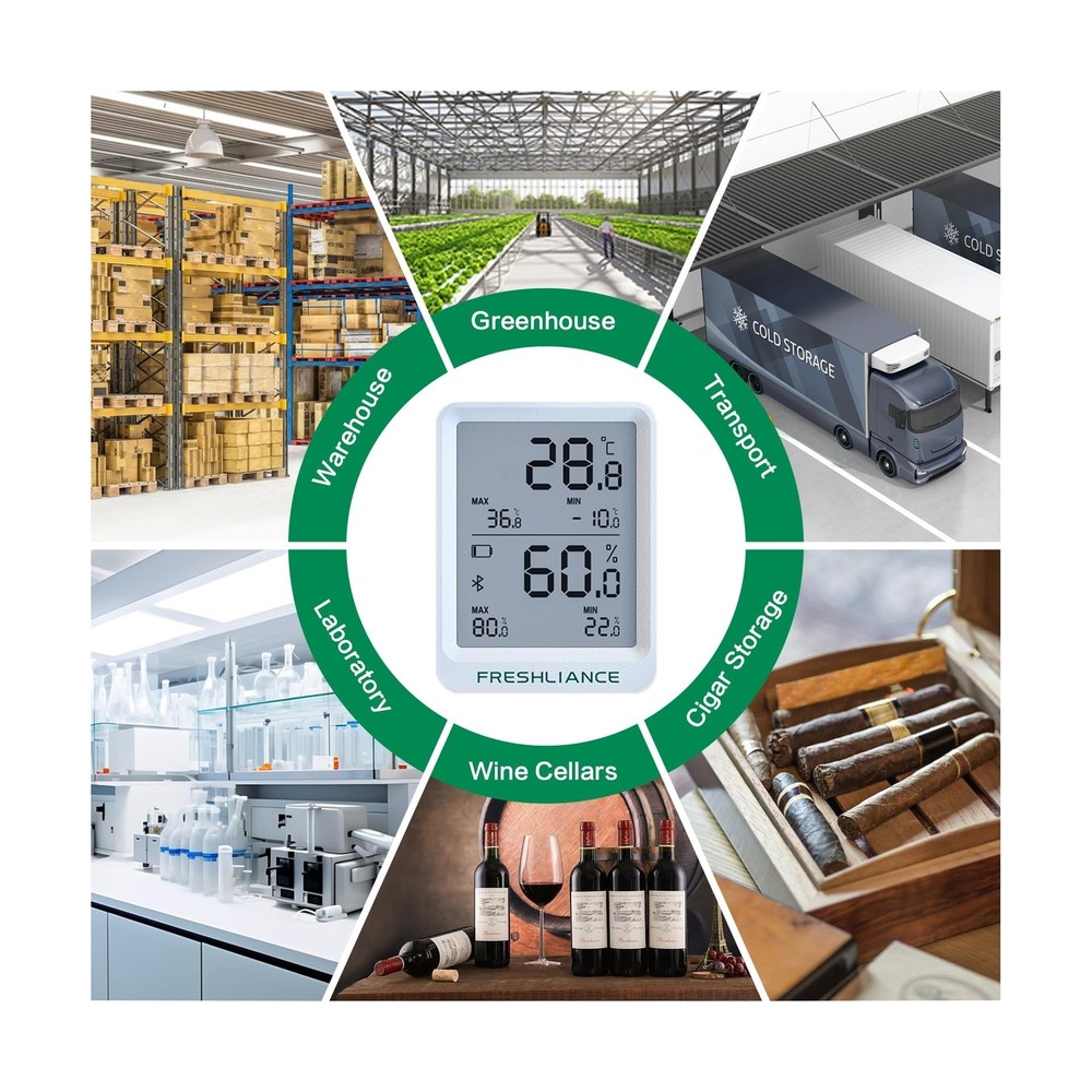 Bluetooth Temperature Humidity Data Logger Recorder, Refrigerator Freezer The...