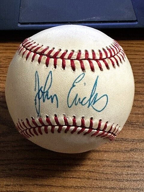 JOHN ERICKS 3 SIGNED AUTOGRAPHED ONL BASEBALL!  Pirates!