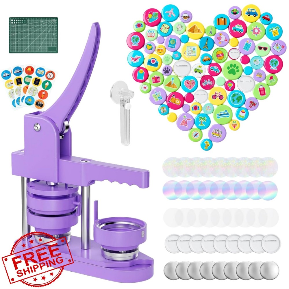 Button Maker Machine 2.25" Pin Badge Maker 100 Film Sets