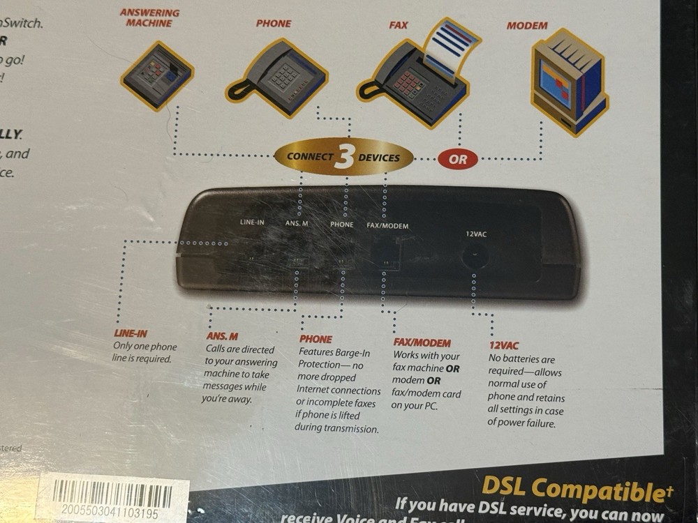 ComSwitch 5500 Phone Fax Modem 3-Port Call Switch Command Communications