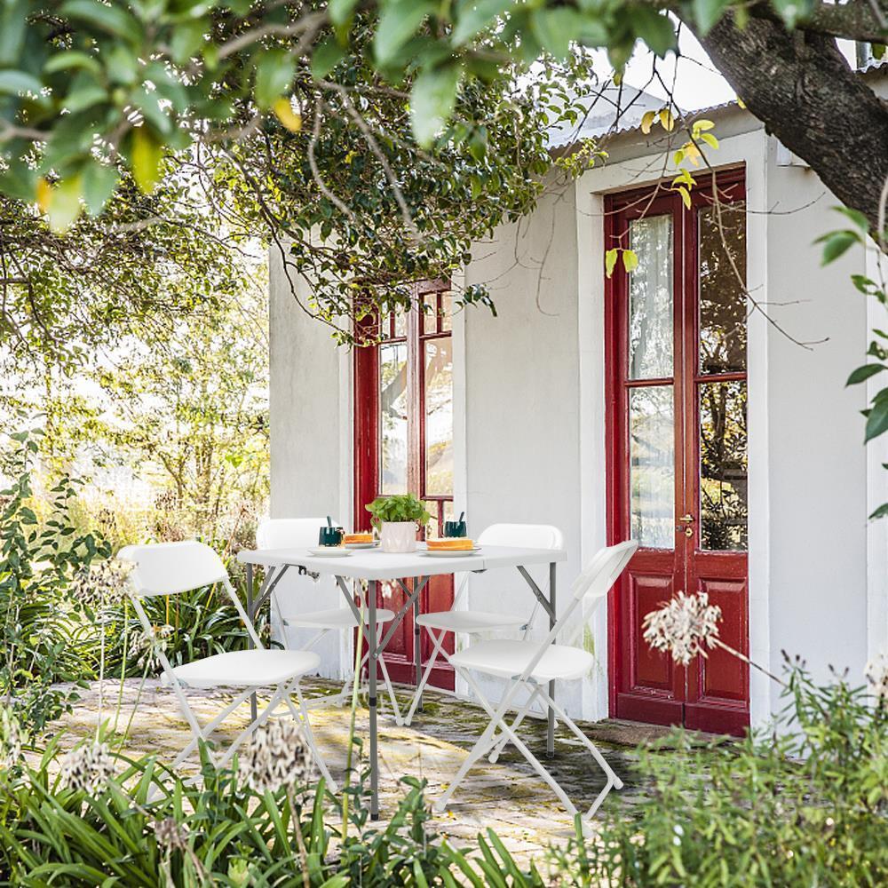 34" Fold in Half Square Table, Portable Plastic Dining Card Table Foldable Home