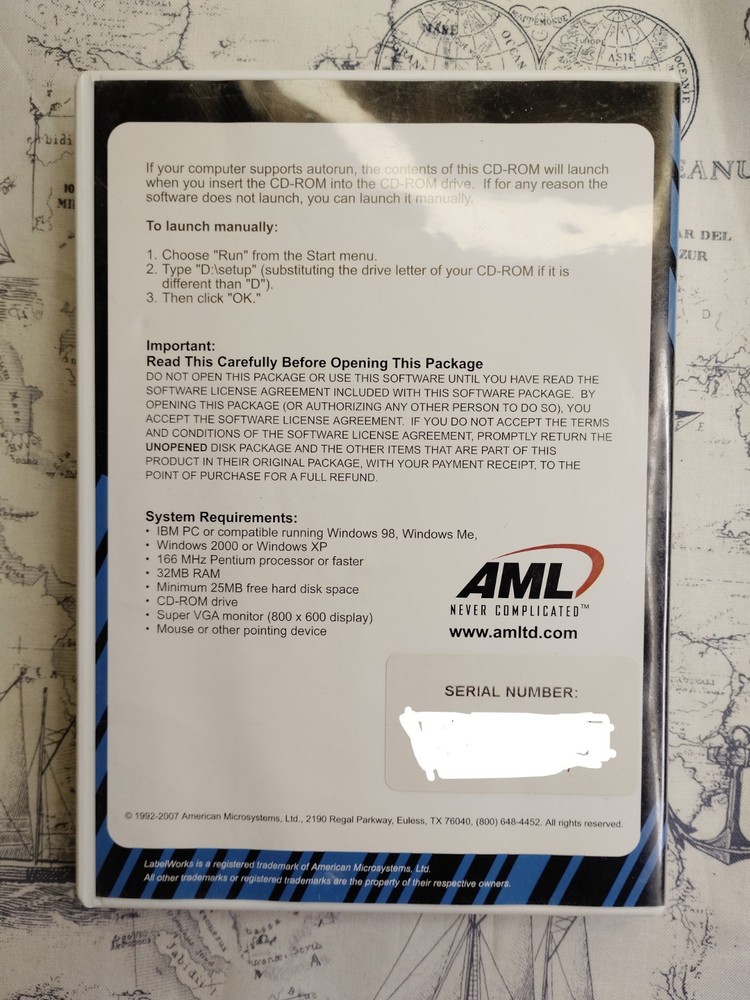 AML LabelWorks Version 3.0 2007 PC CD-ROM Software Windows 2000/XP