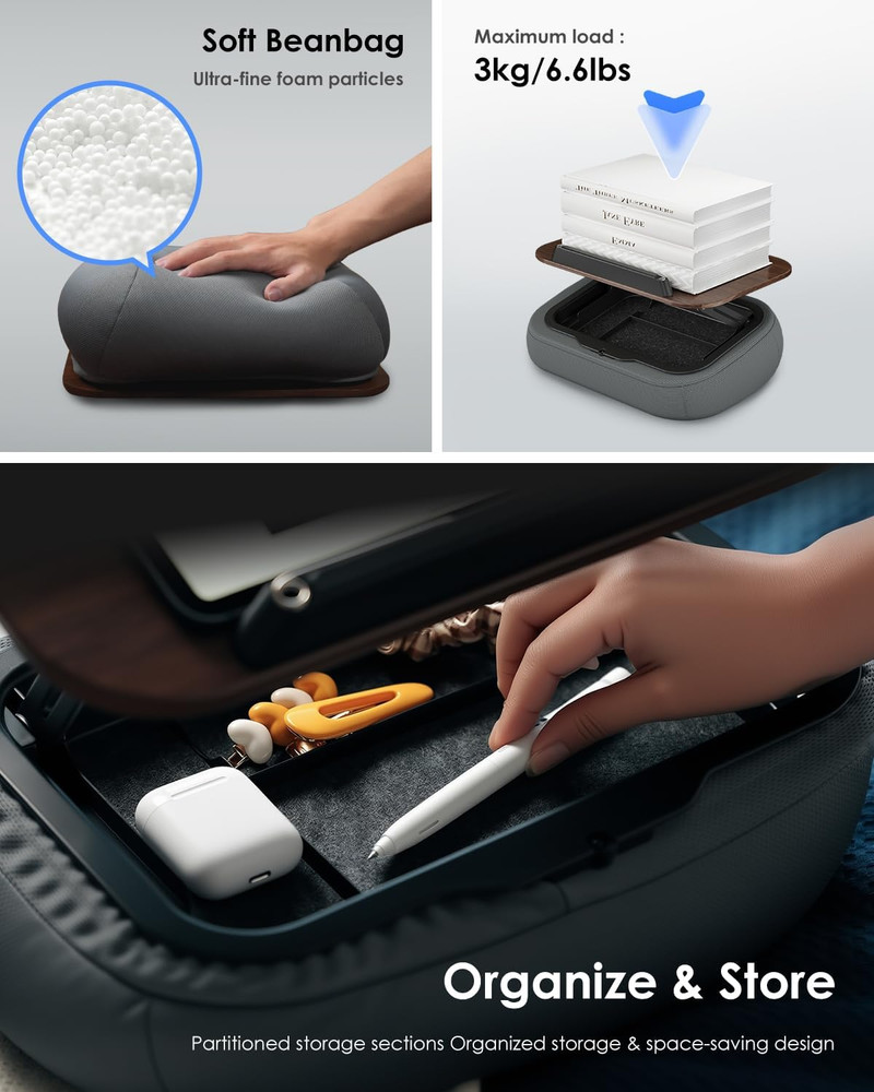 Lap Book Pillow Stand with Storage Adjustable Beanbag Reading Pillow