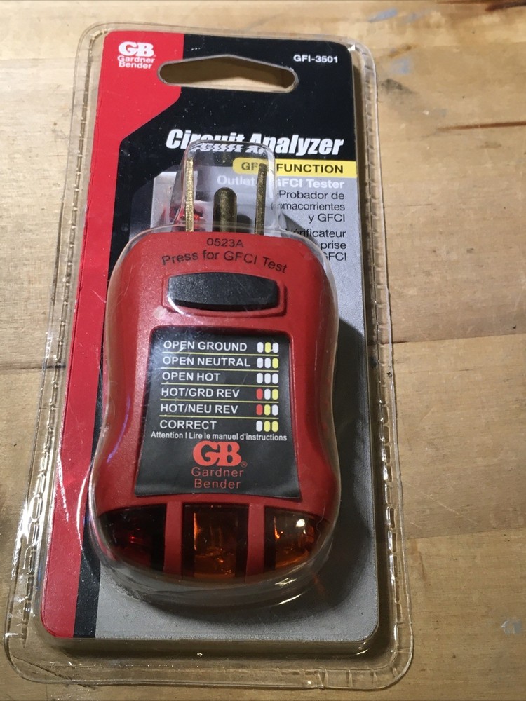 GB Circuit Analyzer: GFCI Function Outlet & GFCI Tester - #GFI-3501