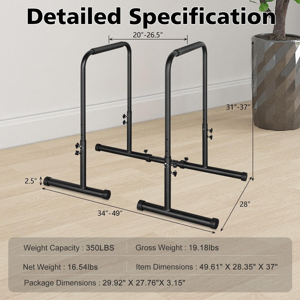 MIUDGIG Adjustable Height Parallel Push Up Stand, Parallel Bar Station for St...