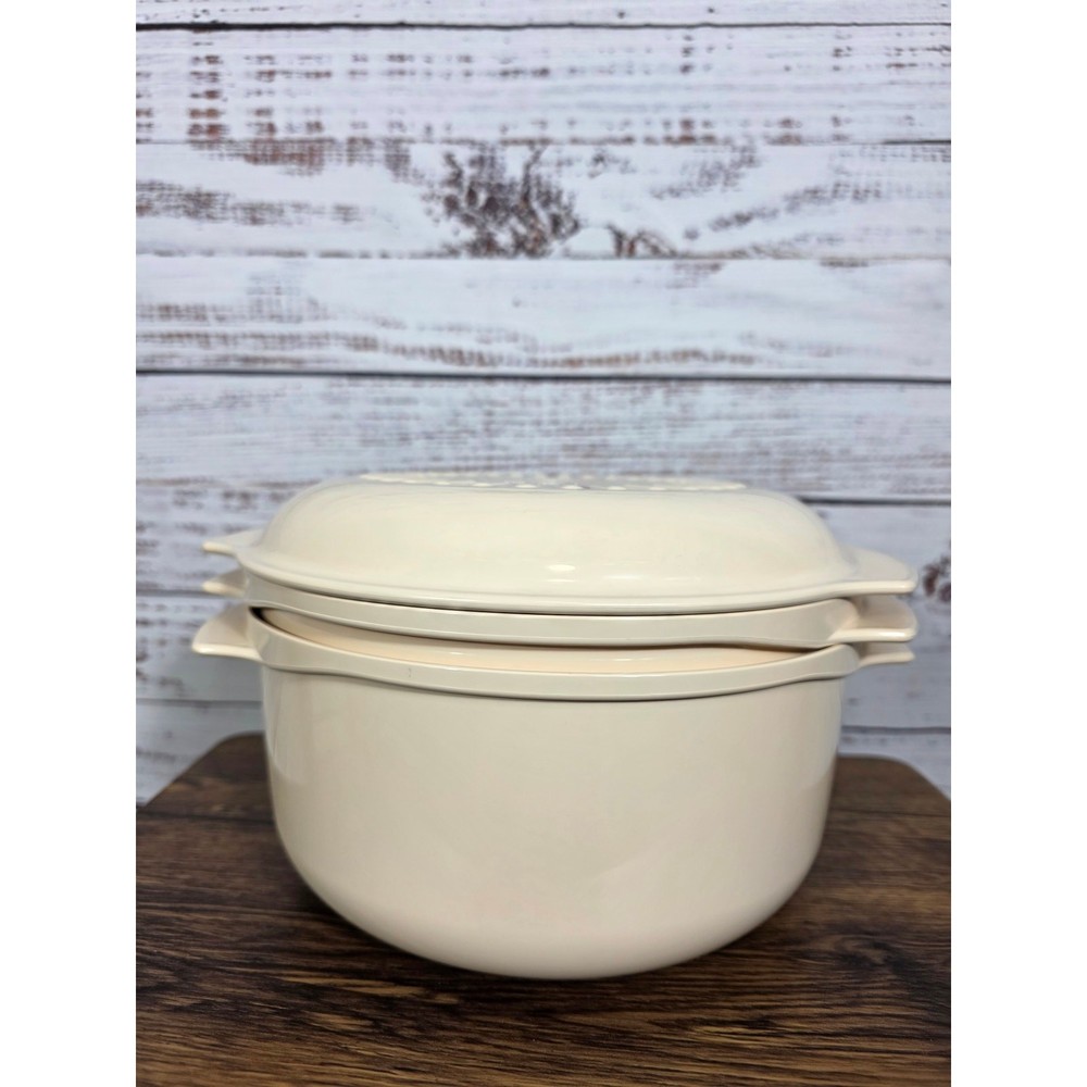 VTG Tupperware Almond Stack Cooker Microwave Tupperware Casserole 4 Piece
