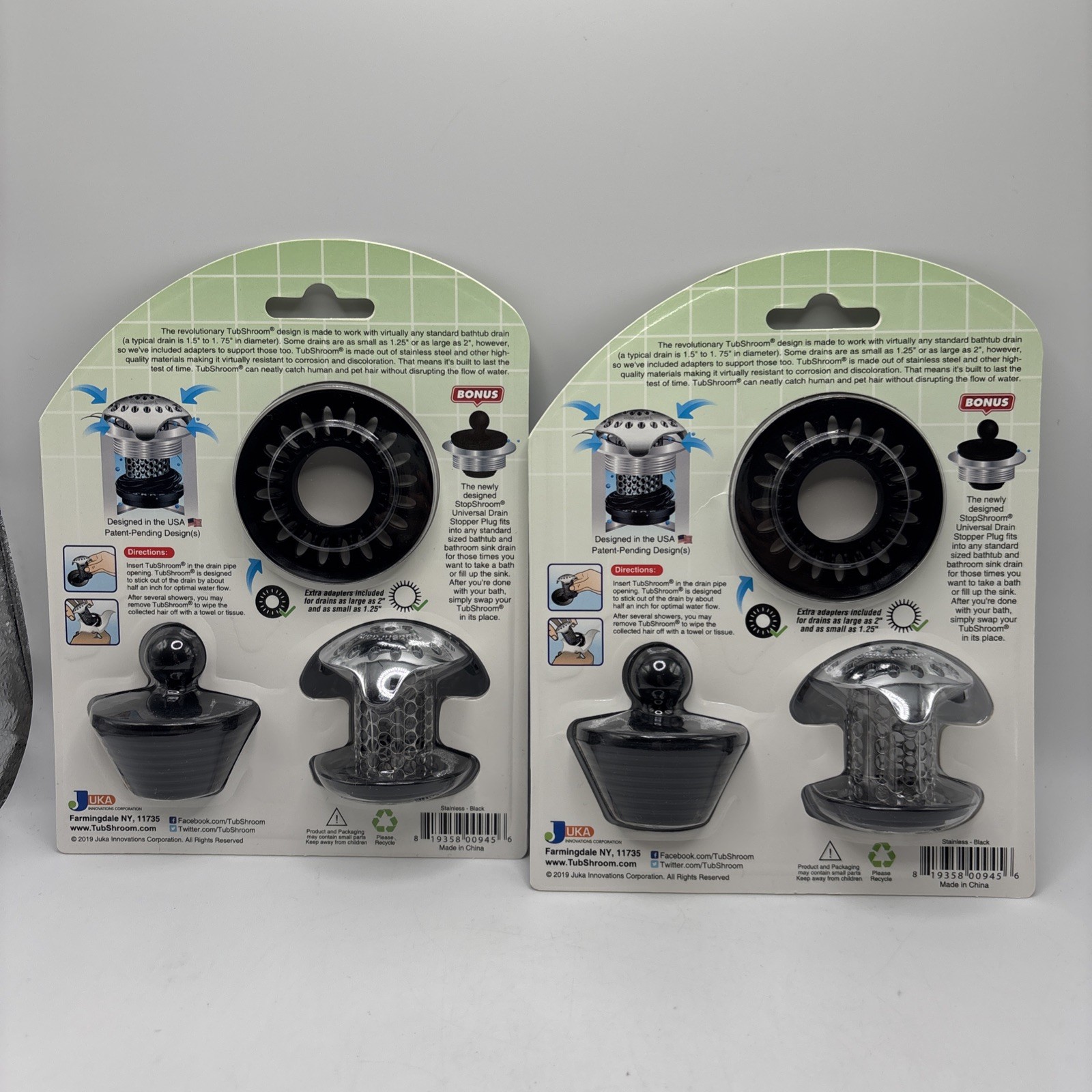 Lot of 2 TubShroom Ultra Platinum Bundle Hair Catcher & Stopper – New