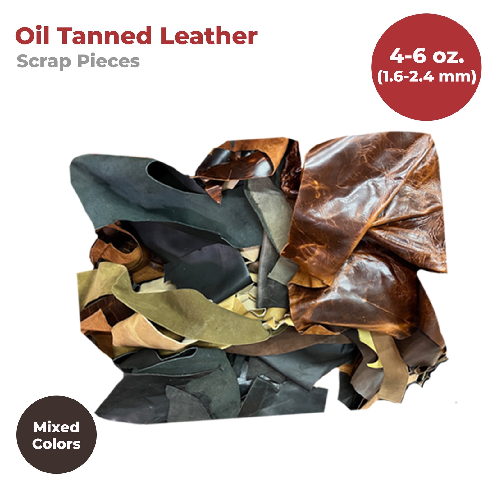 ELW Vegetable & OilTanned Leather Scraps 2-15 oz (1.4-6mm) 1-30 lb Sizes