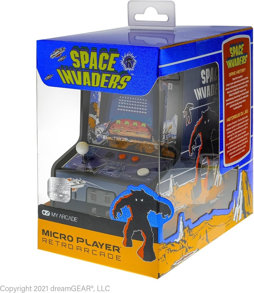 Space Invaders Mini Arcade Machine - 6.75" LED Screen, Fully Playable Retro Game