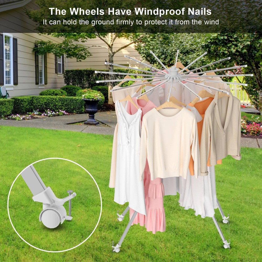 4-Legged Clothes Drying Rack Foldable, Outdoor Collapsible Drying Rack Clothi...