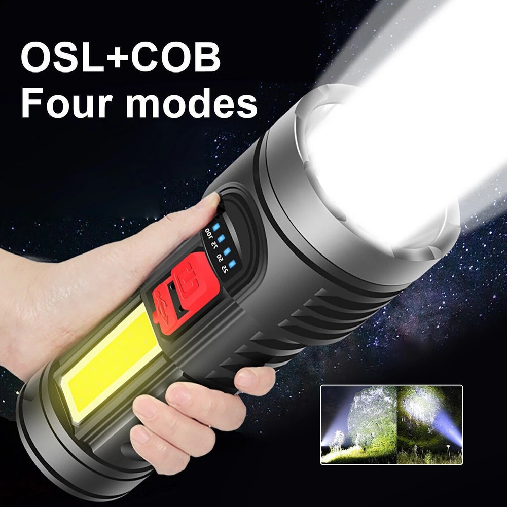 2pcs High Powered Super Bright Flashlight LED Rechargeable Police Security Torch