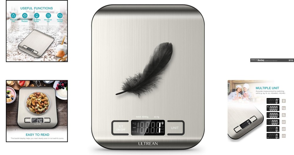 Compact Digital Kitchen Scale with Backlit LCD & Tare Function - 6 Units