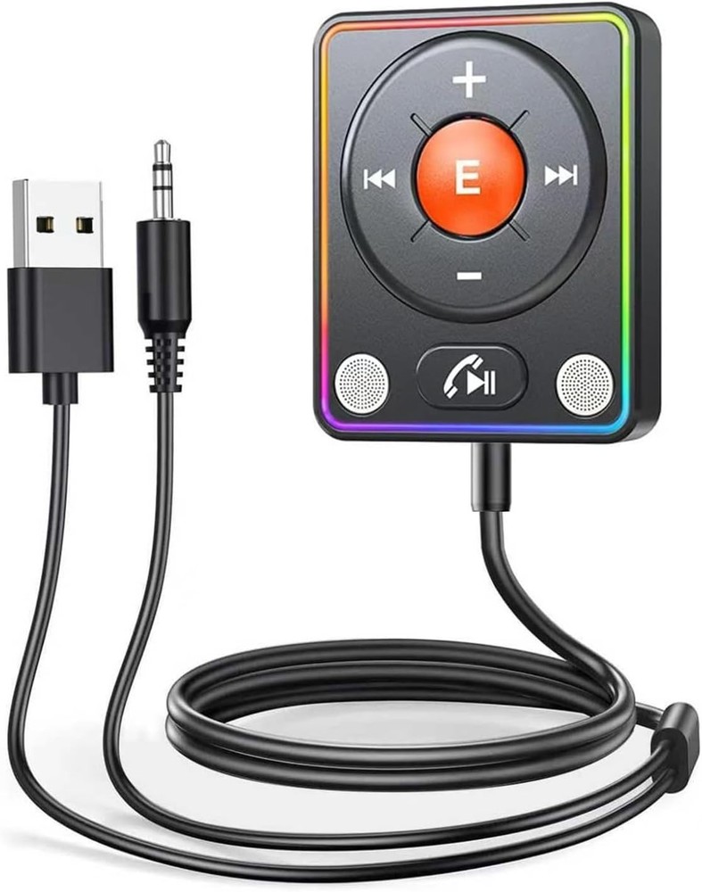 Bluetooth 5.4 AUX Car Adapter,Dual Mic Noise Cancellation,Plug&Play,Nylon Braide