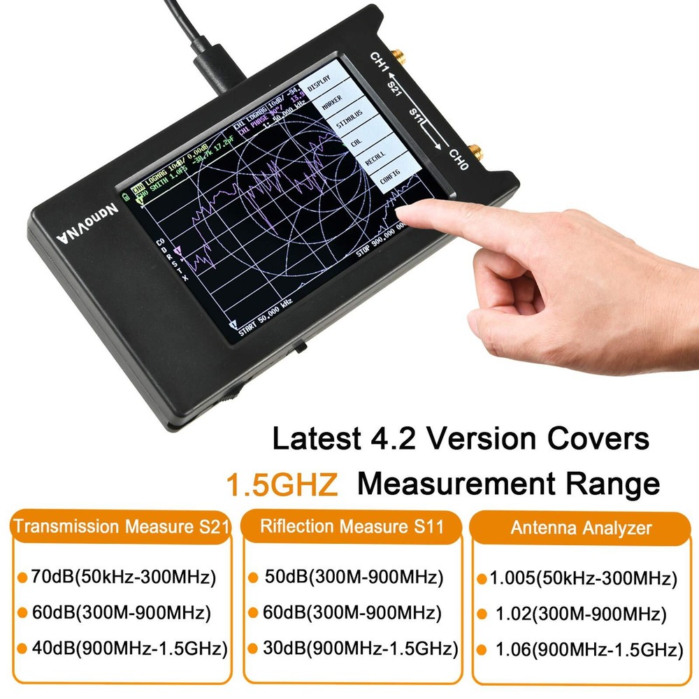 Nanovnah4 Vector Network Analyzer Kit 10khz1.5ghz Hf Vhf Uhf Antenna Analyzer Me
