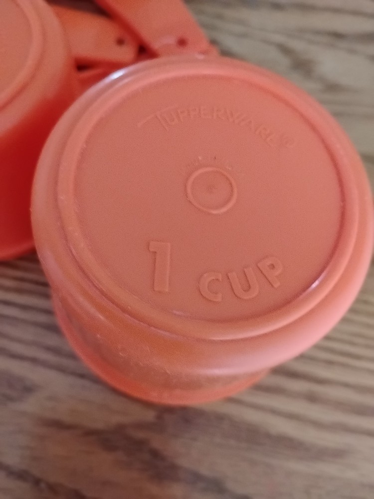 Vintage Tupperware Measuring Cups - Set of 4 - Orange - Stackable - Model # 766