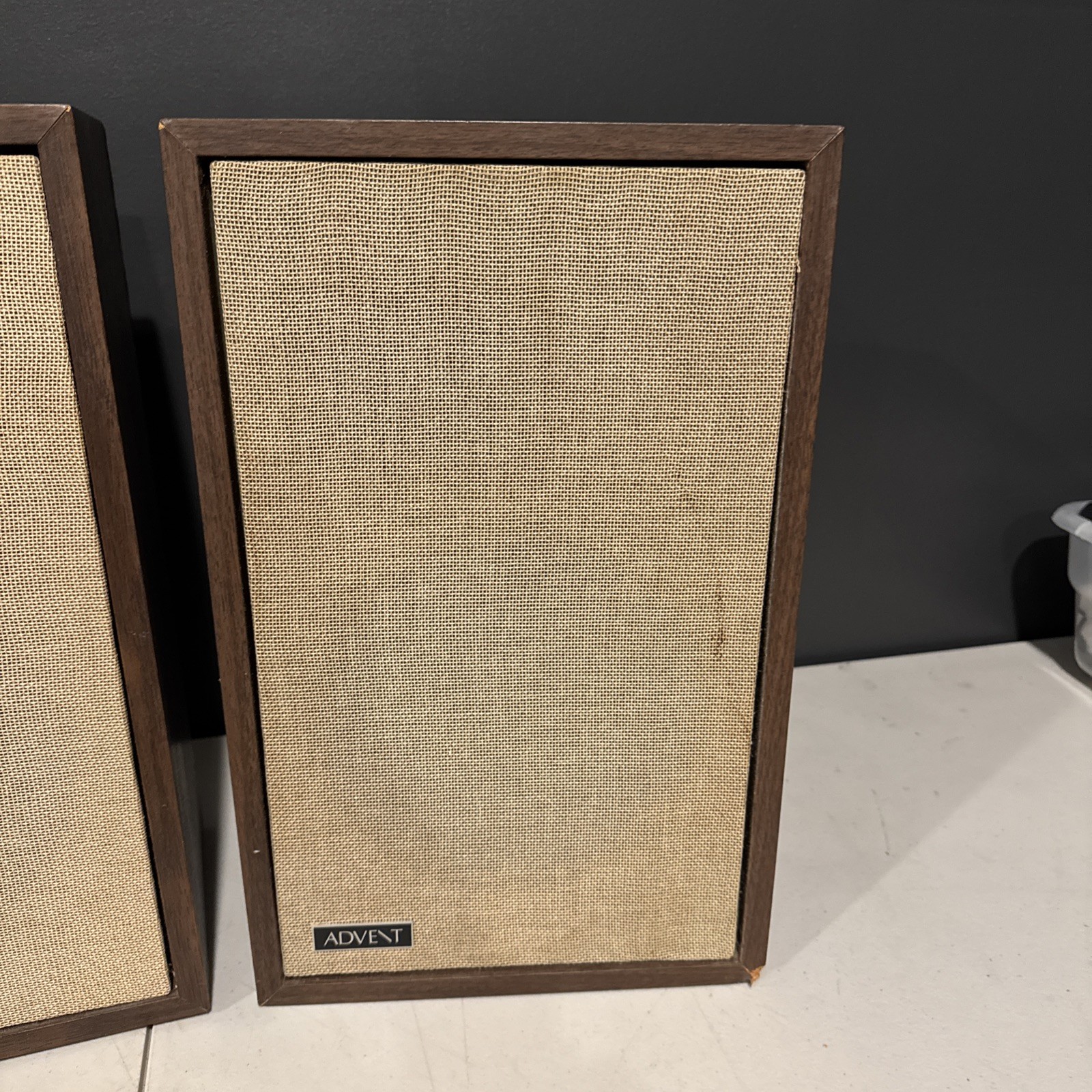 Advent /3 Bookshelf Speakers Original Grill Cloth & OG Badges - Tested
