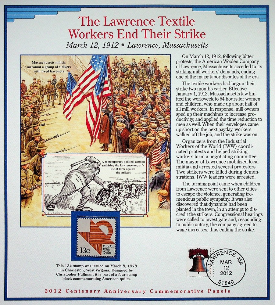 Lawrence Textile Strike Stamp Panel • 2012 Centenary Commemorative