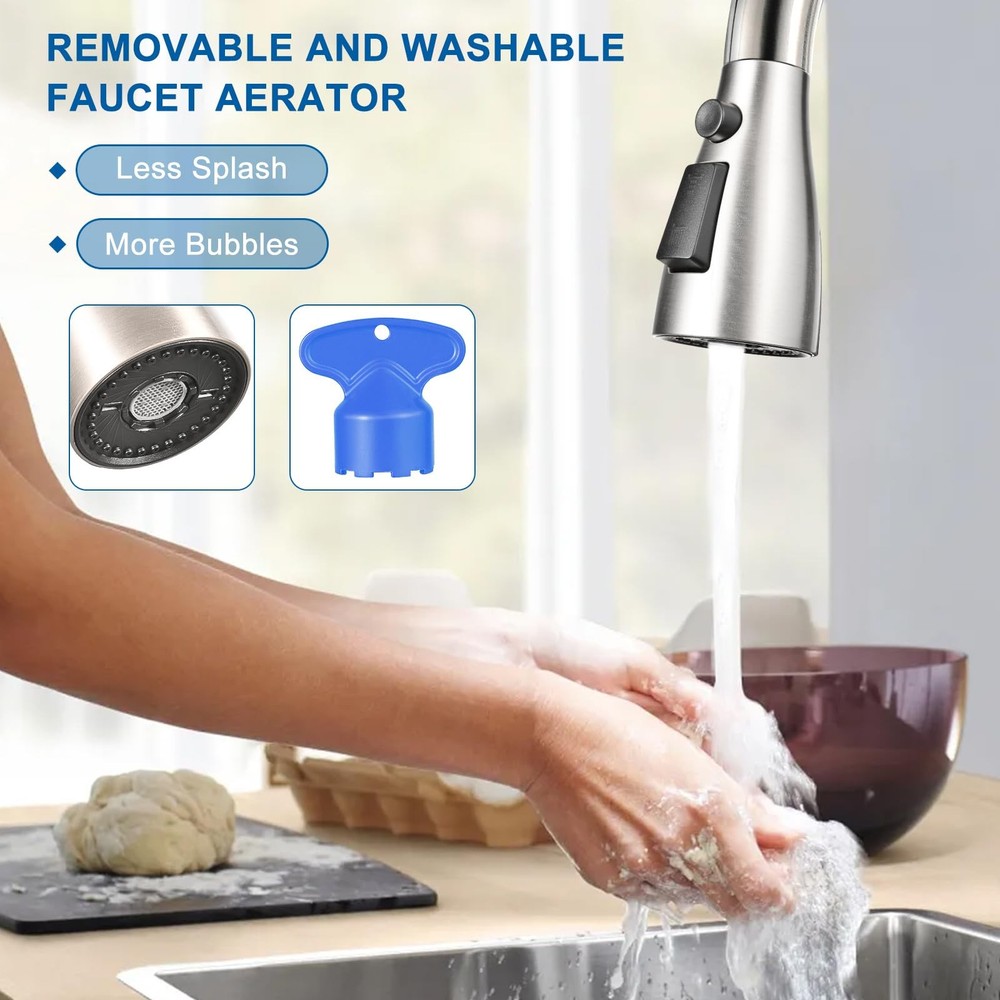 Kitchen Faucet Spray Head Replacement, 3-Function, 9 Adapters, Moen/Delta Com...